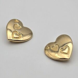 Vtg The Variety Club Gold Tone Heart Pin Brooch Set of 2 Pair Love Romance Small